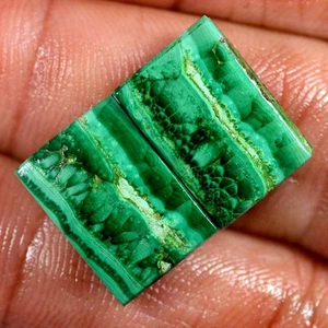29.40 Cts 100% Natural Royal Designer Malachite Pair Cabochon Loose Gemstone A73 - Picture 1 of 2