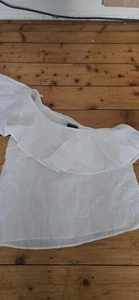 Next White one Shoulder Top Blouse 100% Ramie Breatheable Summer Size 14 BNWT - Picture 1 of 8