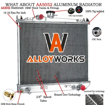 4-Row Aluminum Radiator Fit 1987-1991 1988 1989 1990 Dodge Dakota 2.2L 2.5L 3.9L - Image 1 of 4