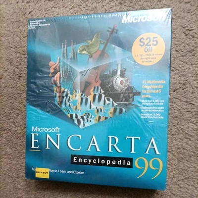 New Sealed Microsoft Encarta Encyclopedia 99  (CD-ROM Set) Windows 95/98 NT  - Image 1 of 4