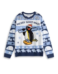 Pingu Blue Merry Noot-mas Christmas Jumper Unisex - Picture 1 of 10