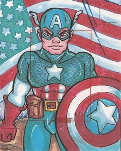 2011 RITTENHOUSE AVENGERS SCHIZZO CAPITANO AMERICA MARY BELLAMY 3,5X5 PROVA D'ARTISTA - Foto 1 di 2