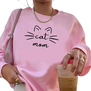 Sudadera Gato Mamá Linda Divertida Amante de los Gatos Regalo para Mujer Acogedor Pullover para Mascota Mamá - Imagen 1 de 11