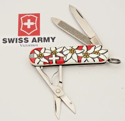 Victorinox Swiss Army 58mm Classic Knife Rare EDELWEISS Handles - Unused N Mint - Image 1 of 4