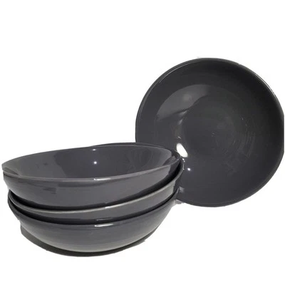 Williams Sonoma set of (4) Bowls gray porcelain cereal Portugal glossy new - Image 1 of 4