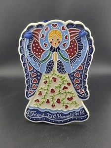 1992 J. Duban Designs Angel Handcrafted Decorative Hanging Tile 6.5"x4.5" Friend - Picture 1 of 8