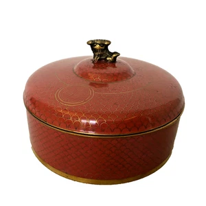 Antike chinesische runde Cloisonné Emaille Schatulle. - Bild 1 von 16