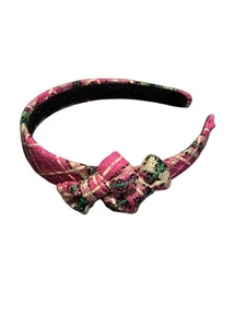 NEW girls headband accessories 1 piece pink plaid bows - Picture 1 of 1
