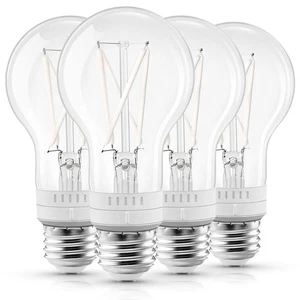 Luxrite Vintage A19 LED Light Bulb 7W=60W 800 Lumens 5CCT Dimmable 4 Pack - Picture 1 of 7