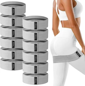 12 Pezzi Fasce di Resistenza in Tessuto per Allenamento Booty Allenamento Elasticizzato Grigio  - Foto 1 di 4
