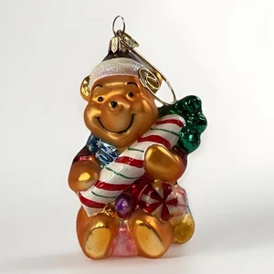 1999 Christopher Radko Disney Winnie the Pooh Ornament "Candy Cane Pooh" - Picture 1 of 6