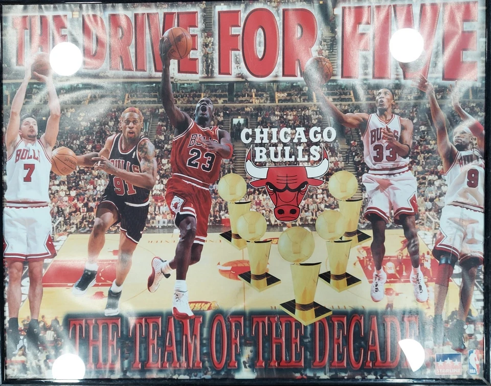 Chicago Bulls Team Of The Decade Poster. Michael Jordan - Image 1 of 1