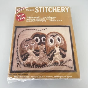 De colección McNeill Owl Family Crewel Kit #5101 Búhos EE. UU. Super Stitchery Sellado 1979 - Imagen 1 de 4
