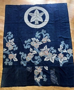 Edo Era BORO Japanese Tsutsugaki Textile Aizome 72.83inch × 59.05 Inch - Picture 1 of 9