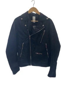 Diesel Black Nylon Double Riders Jacket Lightweight Biker Style Size M - Picture 1 of 6