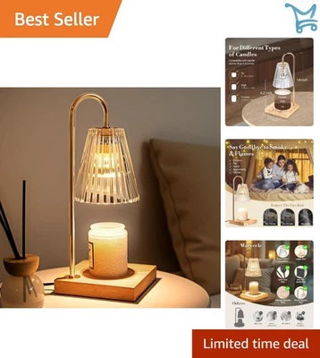 Candle Warmer Lamp Glass Metal Wood Wax Melt Safe Scented Home Decor - Image 1 of 4