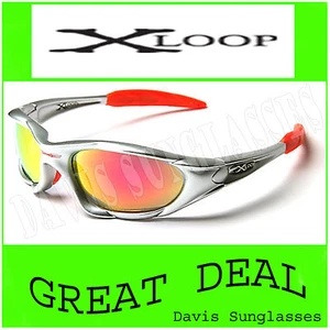 X Loop Sunglasses XL0108 UV400 Davis G7 silver  / orange shades sunnies - Picture 1 of 1