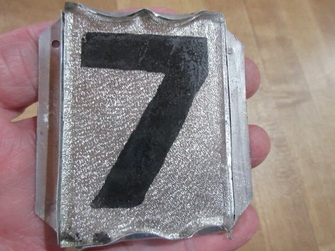 Vintage Antique  Glass & Aluminum Reflective House Number   7 Cover