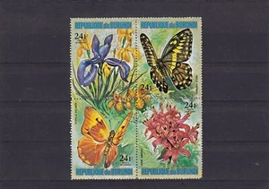 SA23i Burundi 1973 Flowers and butterflies, used block - Picture 1 of 1