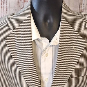 Haggar Casuals Vintage Mens 36R Black White Seersucker Ventless 3 Button - Picture 1 of 12