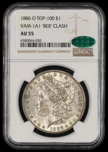 1886 O $1 NGC AU55 CAC VAM 1A1 BER Clash Top 100 020 - Picture 1 of 4