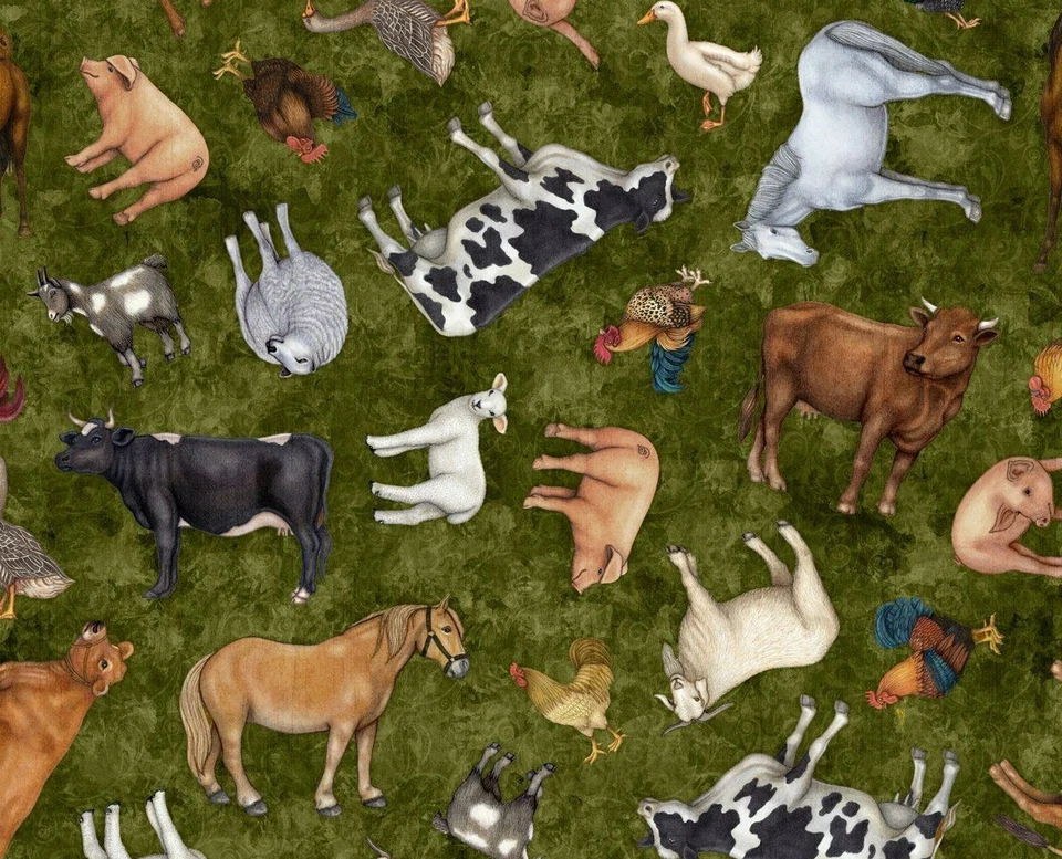 SUNRISE FARMS TELA VACAS OVEJAS CABRAS ACOLCHADO TESOROS DAN MORRIS POR YARDA Foto 1 de 4