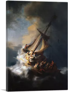 Cristo nella tempesta sul mare di Galilea 1633 stampa artistica su tela Rembrandt van Rijn - Foto 1 di 11