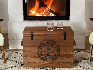 Arcón De Mesita Baja Madera Maciza Mesa Salón Truhentisch Caja Vintage Shabby Ch - Imagen 1 de 7