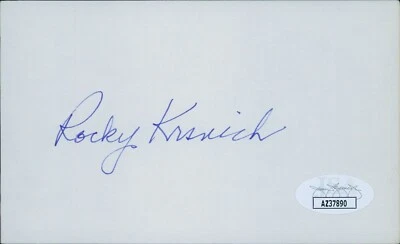 Rocky Krsnich Chicago White Sox Signed 3x5 Index Card JSA Authenticated - Image 1 of 2