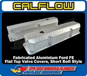 Fabricated Aluminium Ford FE 390 427 428 Flat Top Valve Covers, Short Bolt Style - Picture 1 of 3