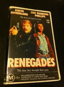 Renegades VHS antiguo video de alquiler Lou Diamond Phillips Kiefer Sutherland CBS FOX - Imagen 1 de 3