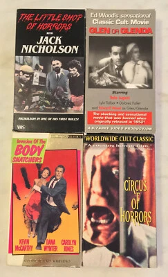 VHS Lot: Invasion Body Snatchers, Circus of Horrors, Glen or Glenda, Little Shop Foto 1 de 3