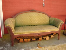 Walnut Empire Victorian Love Seat w/ Floral Carvings - For Restoration