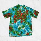 Vintage Hukilau Hawaiian Shirt Honolulu Men's Size Xl  1970S Waves Surf Cotton