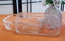 Vintage Federal Glass Ribbed Refrigerator Glass Container - Vegetable Motif
