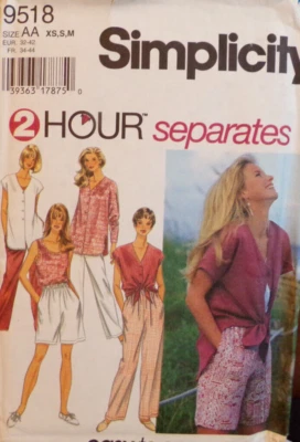 Simplicity Sewing Pattern 9518 Misses Pull-On Pants Shorts Top Sizes XS-SM UNCUT - Image 1 of 4