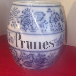 Vintage Prunes Canister Jar Blue Onion Porcelain Rare! - Picture 1 of 5