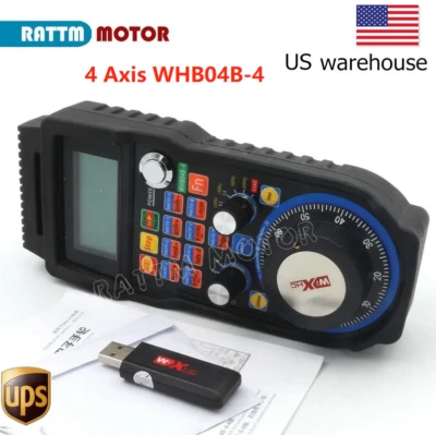 RATTM MOTOR 【USA】4 Axis MPG Wireless Handwheel USB Receiver MACH3 Control For CNC Machine