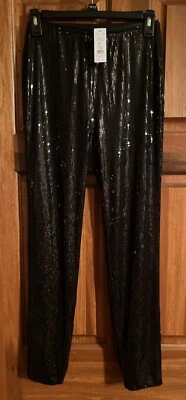 Pantalones de lentejuelas negros elásticos al tobillo ajustados Black House|Black Market talla 00 nuevos con etiquetas Foto 1 de 4
