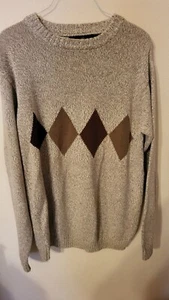 studio bill blass mens sweater size M L sleeve brown marled argyle 30 L  25 acro - Picture 1 of 24