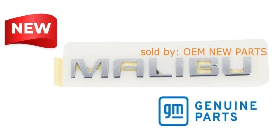 Chevrolet Malibu Rear Deck Lid / Trunk Chrome Malibu Emblem Nameplate new OEM Foto 1 de 4