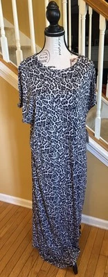 LuLaRoe Maria Maxi Sheath Dress Size 2XL Leopard Black And Gray NWT Animal Print - Image 1 of 4