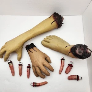 Halloween Props-Realistic Latex Severed Limbs Bundle-Arm, Hand, Foot & Fingers - Picture 1 of 24