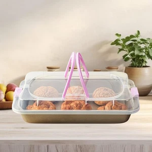 Rechteck-Kuchenpfanne mit Deckel & Griff Backpfanne tragbare praktische - Bild 1 von 7