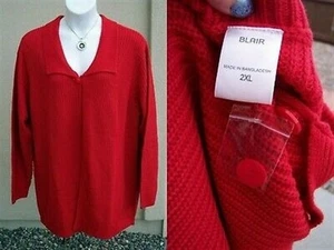 Blair NEU rote Long Strickjacke Pullover Staubtuch Übergröße 2x HERBST Topper WASCHBAR - Bild 1 von 8