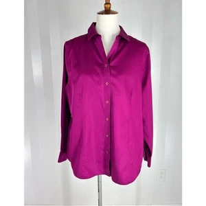 CHICO’S Women’s Fuchsia Button Up Top Sz L - Picture 1 of 10