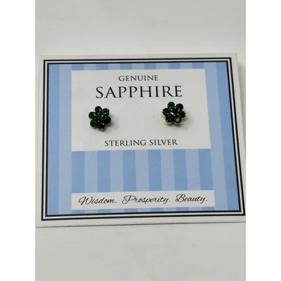 Aretes de plata esterlina con zafiro genuino joyería fina Foto 1 de 2