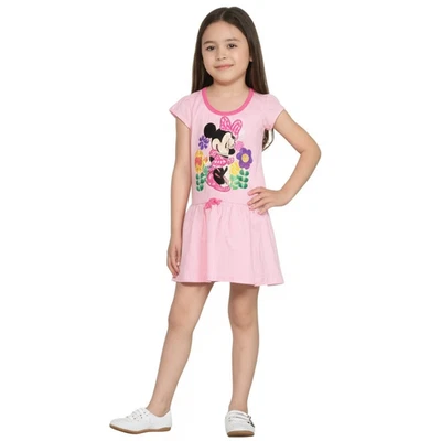 Disney Minnie Mouse Pink Dress Girls 5/6 Short Sleeve Casual Fit Flare Play - Image 1 of 4