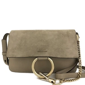 Bolso de hombro Chloe Faye de cuero gamuza gris/2BG0969 - Imagen 1 de 12