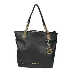 Nuevo con etiquetas Bolso de Mano Michael Kors Brooke Mediano Cuero Guijarro Negro Dorado Cartera de Hombro - Imagen 1 de 10